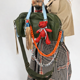 Charm Bag Cuero Oso Rojo