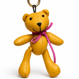 Charm Bag Cuero Oso Mostaza