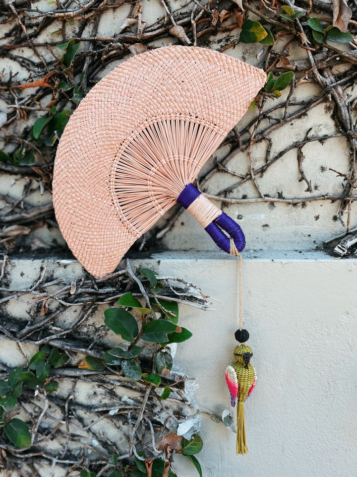 Hand Fan Rosa Pajaro