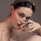 Maxi Ring Mariposa Azul Gold