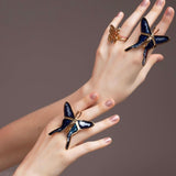 Maxi Ring Mariposa Azul Gold