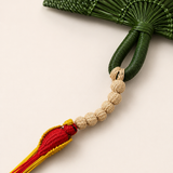 Hand Fan Verde con pájaro