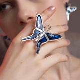 Maxi Ring Mariposa Azul Gold