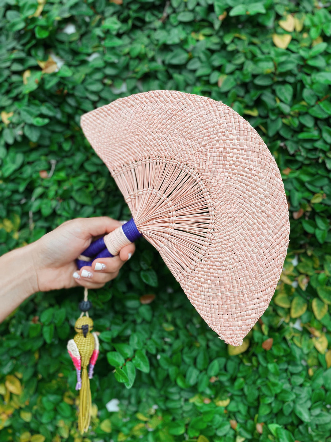 Hand Fan Rosa Pajaro