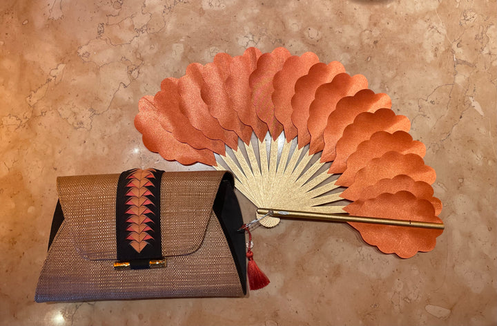 Ondas Terracota  Hand Fan